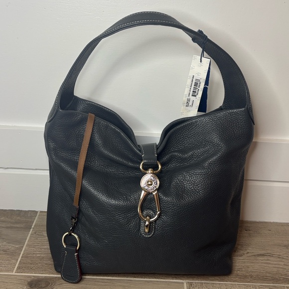 Dooney & Bourke NEW Dark Gray Logo Lock Shoulder Bag in perfect condition